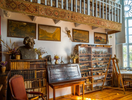 Koktebel, Crimea - September 16, 2020: Things in the poet's room, house-museum of Maximilian...