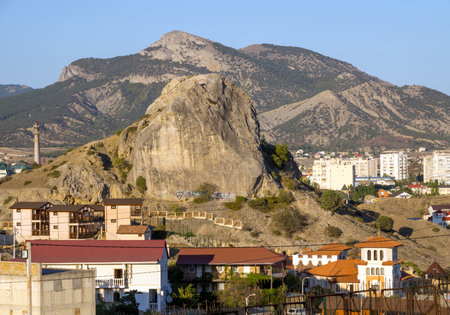 Sudak, Crimea - September 16, 2020: View of the rock Sugarloaf, Sudak
