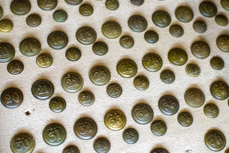 Buttons on the uniforms of privates of the line infantry during the Crimean Warの写真素材