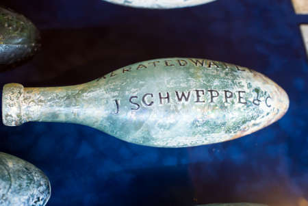 Sevastopol, Crimea - September 19, 2020: Bottle of Schweppes drink, late 19th centuryのeditorial素材