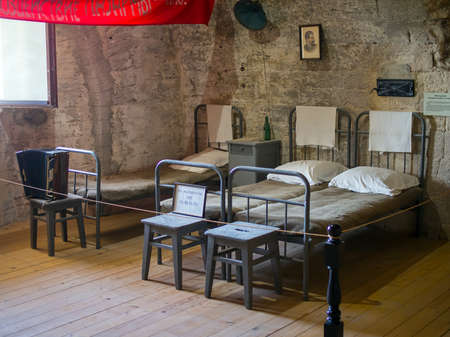 Sevastopol, Crimea - September 19, 2020: Installation of military pilots' barracks, Mikhailovskaya battery, Sevastopol, Crimeaのeditorial素材