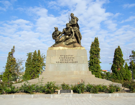 Sevastopol, Crimea - September 19, 2020: Monument to Komsomol members in the square of...