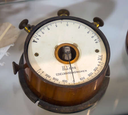 Kurortnoe, Crimea - September 21, 2020: Antique ammeter from Edelmanのeditorial素材