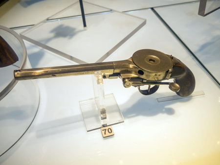 Tula, Russia - January 04, 2021: Revolver capsule Zhenara ten-shot, Tula State Museum of Weapons