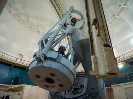 Nauchniy, Crimea - September 18, 2021: Stein reflector telescope (ZTSh). Crimean Astrophysical Observatory. Scientific village, Crimeaのeditorial素材