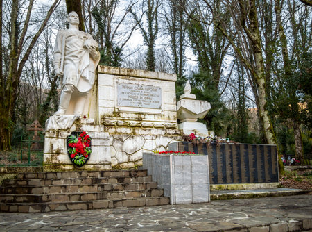 Sochi, Russia - February 13, 2023: Monument to the heroes of the Great Patriotic War, Samshitovaya street, Khostinsky district of Sochiのeditorial素材