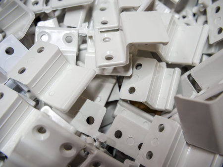 Plastic fasteners for mosquito nets in window openingsの写真素材