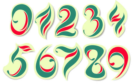 Numbers in three colors with shadowのイラスト素材