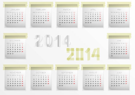 Calendar made by adhesive tape and stickersのイラスト素材