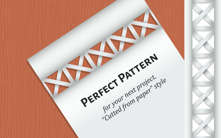 Letter on the wood table and pattern in cutted from papern styleのイラスト素材