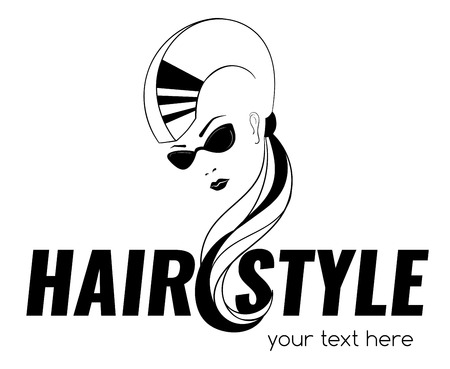 Young women have the haircut with shaved sides and long tale in the back.のイラスト素材