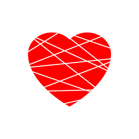 red heart icon. Grunge texture shape sign isolated on black background. Vector illustration, Symbol of romantic, love, passion. Abstract design element for t-shirt, holiday or greeting, decorationのイラスト素材