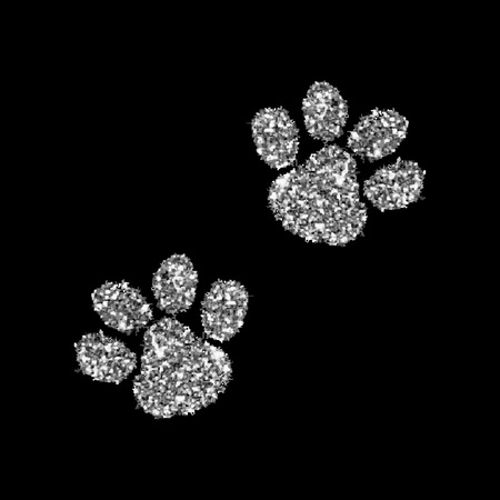 Silver paws. Vector illustration. Luxury background design with light, vibrant, glow and sparkle, glitter. Symbol of holiday, celebration. Luxury silver texture can be used for t-shirtのイラスト素材