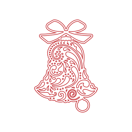 Bell with geometric pattern. Vector design. Laser Cutting template. Design for wood carving, paper, greeting cards, invitations, cutting and christmas decorations. Cutout silhouette.のイラスト素材