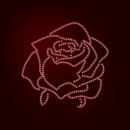 Rose sketch. Rose sketch. Flower design dotted outline. Vector illustration. Elegant floral outline design. Ped symbol isolated on dark background. Abstract rose. Good for design, logo or decorationFlower design dotted outline. Vector illustration. Eleganのイラスト素材