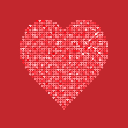 Glitter Red Heart isolated on background. Vector illustration. Love concept. Cute wallpaper. Good idea for your Wedding, Valentine's Day or Birthday design.のイラスト素材