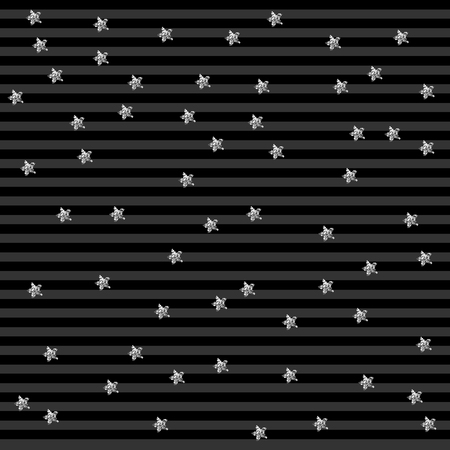 Silver stars isolated on stripped background. Confetti celebration, Falling golden abstract decoration for party, birthday celebrate, anniversary or event. Festival decor. Vector illustrationのイラスト素材