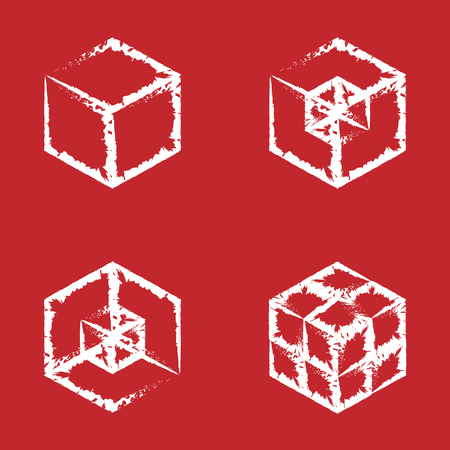 set of geometric cube. Fashion graphic design.Vector illustration. Background design. Optical illusion 3D. Modern stylish abstract texture. Template for print, textile, wrapping and decorationのイラスト素材