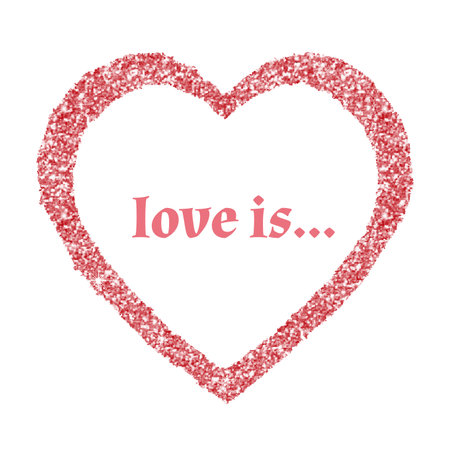 Red heart glittering isolated on white background. Rose icon silhouette. Vector illustration for Valentine s Day. Love concept. Cute happy wallpaper. Good idea for your Wedding,のイラスト素材