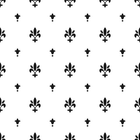 Fleur de lis pattern, silhouette - heraldic symbol. Vector Illustration. Medieval sign. Glowing french fleur de lis royal lily. Elegant decoration symbol. Heraldic background for design or decoration.のイラスト素材