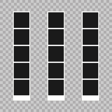 Photo frame. White plastic border on a transparent background. Vector illustration. Photorealistic Vector EPS10 Retro Photo Frame Templateのイラスト素材