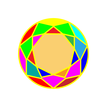 Diamond icon. Vector Illustration. Shiny crystal sign. Brilliant stone. Colorful stone isolated on white background. Fashion modern design. Flat element. Symbol gift, jewel, gem or royal, rich.のイラスト素材