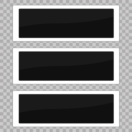 Square frame template. White plastic border on a transparent background. Vector illustration. Photorealistic Vector EPS10. Retro Picture Frame Template.のイラスト素材