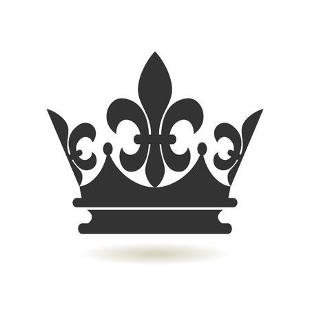 Crown Icon in trendy flat style. Monarchy authority and royal symbols. Monochrome vintage antique icons. Crown symbol for your web site design, logo, app, UI.のイラスト素材