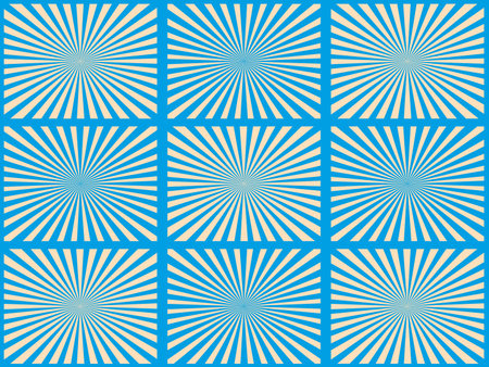 Set of blue and white rays. Vector Illustration. Retro sunburst background. Grunge design element.