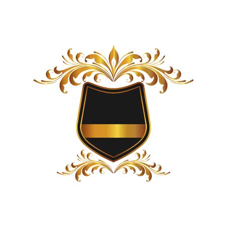 Antique Luxury High Ornate Frame And Banner. Isolated on background. Herald logo and Shield symbol for your web site design, logo. Vector illustration.のイラスト素材