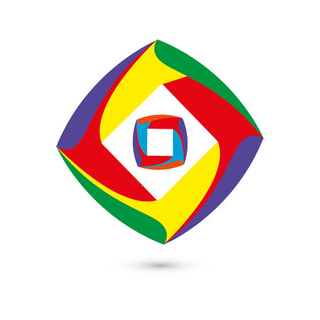 Cube logo concept, vector illustration. Flat design style. Cube construction. Sign pattern. Graphic design. Fashion background abstract texture. Template for print, textile, wrapping.のイラスト素材