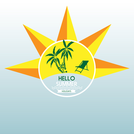 Summer label lettering typography vector illustration on light background. Vintage design elements, logos, labels, icons.のイラスト素材