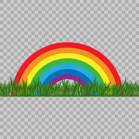 Abstract rainbow colored with grass on transparent background. Vector illustration. Modern stylish abstract texture. Template for print, textile, wrapping and decoration.のイラスト素材