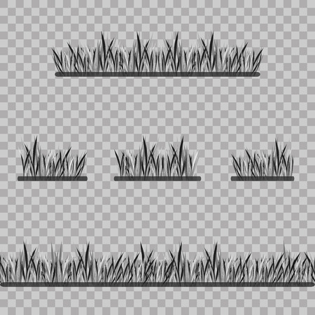 Set Grass Borders, Vector Illustration. Abstract field texture. Symbol of summer, plant, eco and natural, growth or fresh. Design for card, banner. Meadow template for print products.のイラスト素材