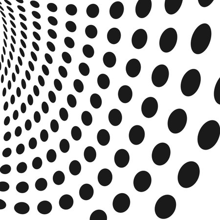 Abstract dotted background. Halftone effect. Vector texture. Modern background. Monochrome geometrical pattern. Strips of points. Black dots on white background.のイラスト素材