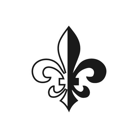 Fleur de lis symbol, silhouette - heraldic symbol. Vector Illustration. Medieval sign. Glowing french fleur de lis royal lily. Elegant decoration symbol. Heraldic icon for design, logo or decoration.のイラスト素材