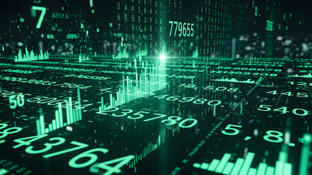 3D rendering of stock market or forex trading graph on digital screenの素材