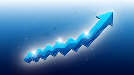 Business graph on blue abstract background. Vector illustration. Eps 10.の素材