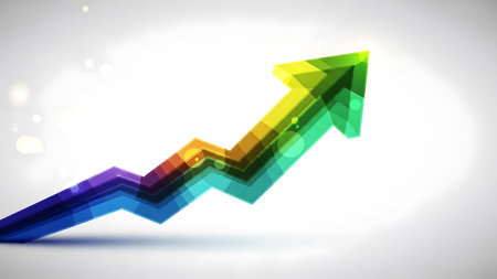 Highly rendering business graph on white background. 3D illustration.の素材