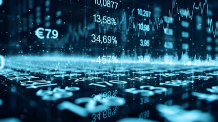 financial stock market graph and candlestick chart suitable for financial investment conceptの素材