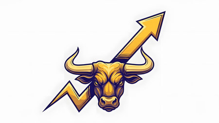 Bull's head with up arrow. Vector illustration for your design.の素材