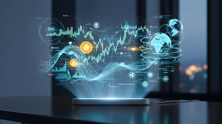 Smartphone with glowing forex chart interface. 3D Renderingの素材