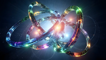 Abstract background image with torus. 3d rendering, 3d illustration.の素材