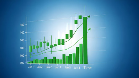 Business graph on a blue background. Vector illustration. EPS 10.の素材