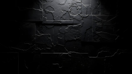 Black wall with cracks and scratches. Abstract background. 3d renderingの素材