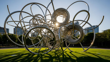 The iconic steel sculpture The Ring of Life in the City of London.の素材