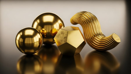 3d illustration of golden cubes and question mark on a dark backgroundの素材