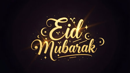 Eid al-Fitr Mubarak with Arabic calligraphy on blue backgroundの素材