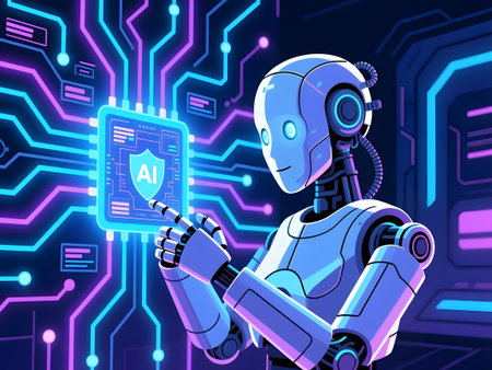 Robot and future technology concept. Artificial intelligence, machine learning and machine learning. Vector illustrationの素材