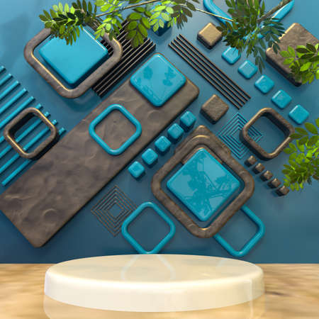 wood style 3d rendering abstract stage background.の写真素材